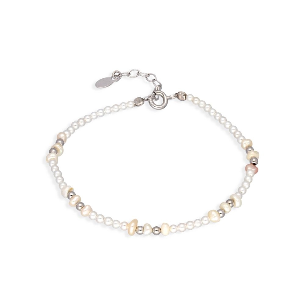 Stříbrný náramek s perličkami 17+3cm